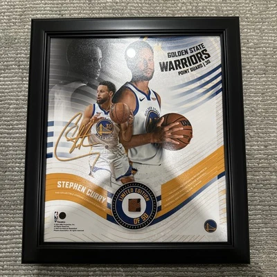 Steph Curry Guerreros Enmarcados 15" x 17" Juego Usado Baloncesto Collage LE 3/50 Foto 1 de 4