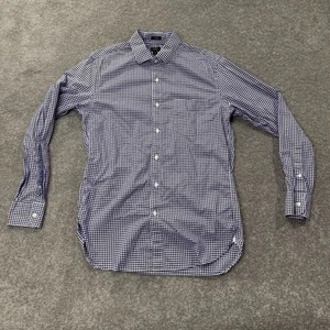 Camisa de guinga Crew Ludlow 120s 2 capas púrpura blanca a cuadros calce ajustado talla M preppy - Imagen 1 de 6