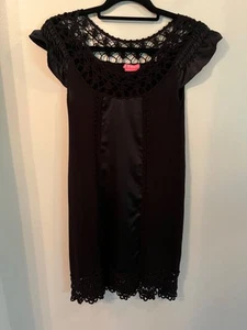 BCBG Girl Black Crocheted Dress Size XS w/Satin Accents Party Formal BCBG - Picture 1 of 10