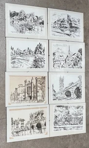 Vintage Sketch Style Prints, Oxford, Various UK Locations, Signed By Artist - Picture 1 of 11