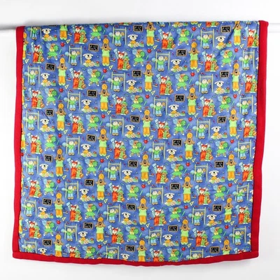 Manta de lana hecha a mano multicolor animal tema escolar 46" x 54" Foto 1 de 4