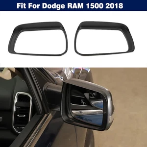 Pair Rearview Side Mirror Rain Eyebrow Cover Trim Black For Dodge RAM 1500 18+ - Picture 1 of 10