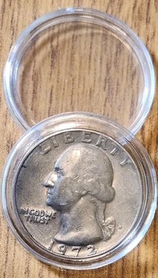 50% Off Sale -Vintage 1972D Quarter Multi Error Filled Mint Mark/Distorted Motto - Image 1 of 2