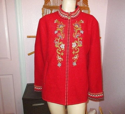 Vtg Icelandic Design Cardigan Sweater Size XL Wool Lined Full Zip Cabincore 90s - Image 1 of 4