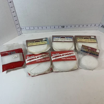 Darice PLASTIC CANVAS SHAPES Lot of 7 Full Packs Circle-Square Needlepoint 4 1/4 - Image 1 of 4