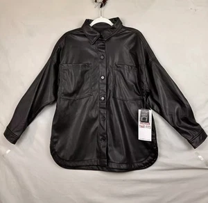 CELEBRITY PINK Shacket Ladies Size S Black Leather like Material 100% Polyuretha - Picture 1 of 4
