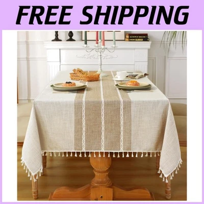 Rustic Tablecloth Cotton Linen Waterproof Tableclo - Image 1 of 4