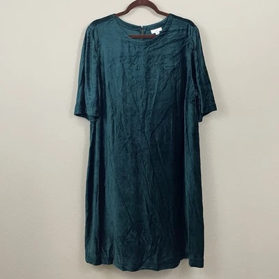 NWT J. Jill Teal Velvet Puff Short Sleeve Knee Length Shift Dress Size XL - Image 1 of 4