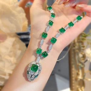 Classical Mother Jewelry Sugar Tower Green Citrine Gemstone Charm Women Necklace - Bild 1 von 6