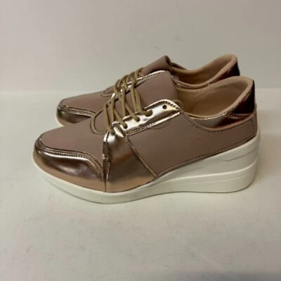 Zapatillas gruesas con cordones plataforma metálica dorada rosa 8 M Wanted para mujer nuevas en caja ZG1 Foto 1 de 3