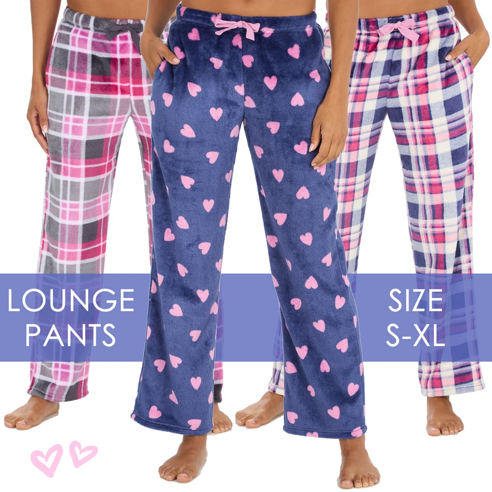 Calças de pijama longas femininas roupa de dormir calças lounge de lã bainha aberta P M G GG - Imagem 1 de 1
