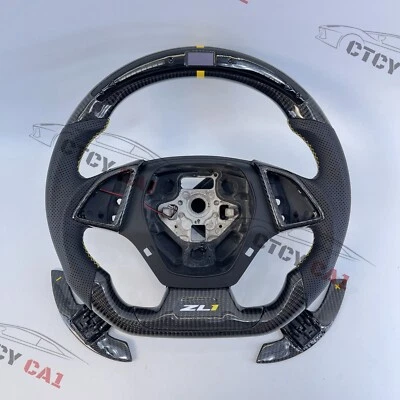 Custom Carbon Fiber Steering Wheel For Chevrolet 6th gen Camaro 2016-2021/LED - Image 1 of 4