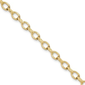 14k 14kt Yellow Gold Diamond Cut Fancy Link Bracelet 7mm 7 inch Lobster - Picture 1 of 2