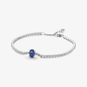 New Genuine Pandora Sparkling Pavé Blue Stone Tennis Bracelet 590039C01-18 - Picture 1 of 7