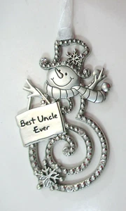 W5 Best Uncle ever SNOWMAN SNOWFLAKE ORNAMENT Ganz - Picture 1 of 4