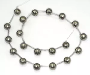 Cuentas sueltas redondas de piedra preciosa de pirita de 10 mm 7,5 pulgadas - Imagen 1 de 4