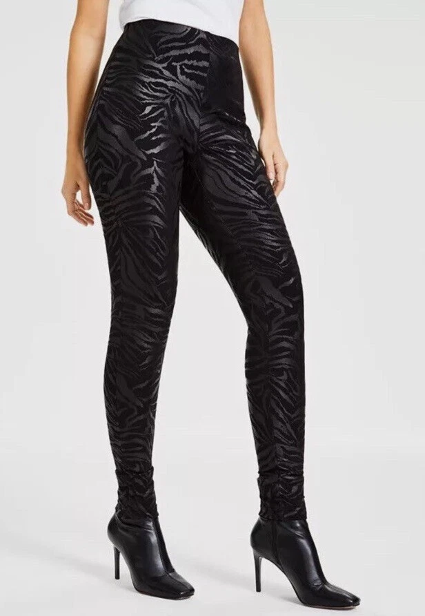 Inc Metálico Ponté-Knit Pantalones Ajustados Negro Cebra Ponte Modelador Leggings Pequeños Foto 1 de 1