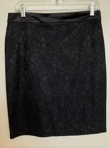 Forever 21 Skirt Women's Large Black Lace Knee Length zipper close lined - Bild 1 von 3