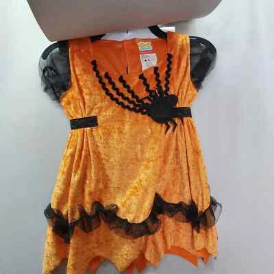 Halloween 12-18 Mo Witch Costume Tiny Treat WICKEDLY CUTE Orange Dress Hat Infan - Image 1 of 4