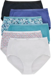 Hanes Women'S High-Waisted Brief Panties, 6-Pack, Moisture-Wicking Cotton Brief - Picture 1 of 12