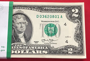 (1) Two Dollar Bill $2 Note, 2013 (CLEVELAND D ) Consecutive ,Uncirculated