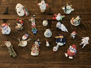 Lot of 20 Snowman Christmas Ornaments Variety Wood, Resin, Metal ,Glass Some VTG - Picture 1 of 9