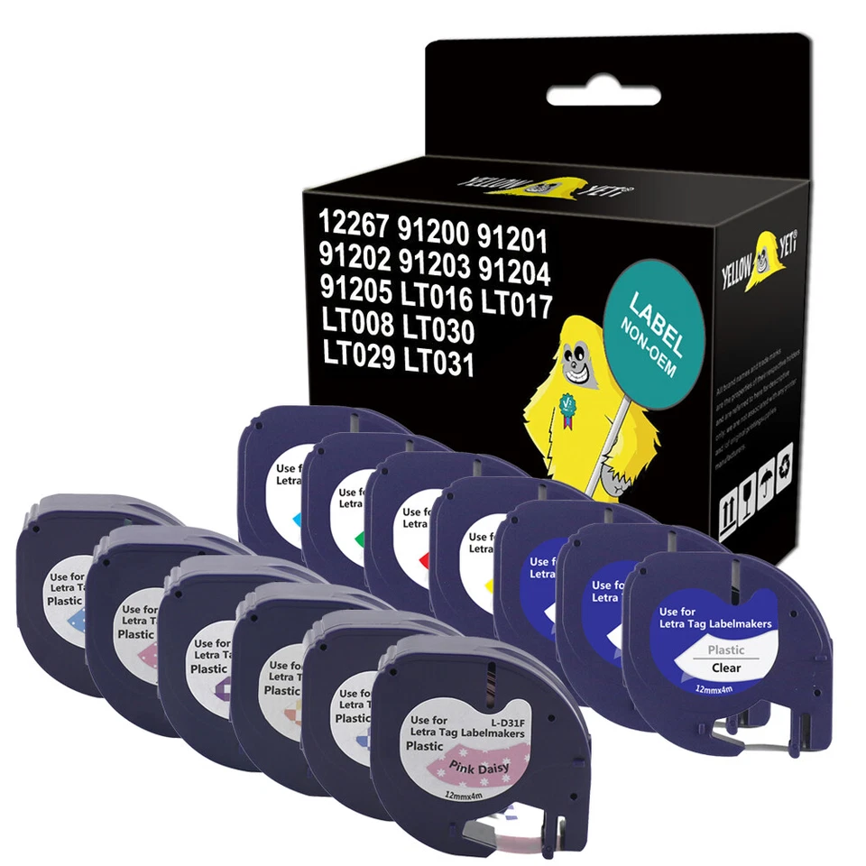 Compatible for Dymo Label Tapes 12mm*4m 91201 LETRATAG LT-100h Label Makers