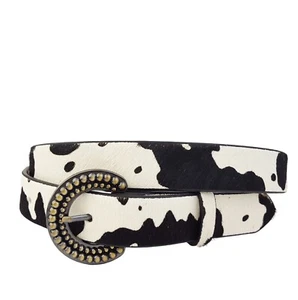 Echt Kuhhaar Gürtel m. dunkler Messingoptik Schnalle - Bild 1 von 13