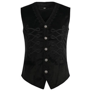 Gilet uomo formale gotico steampunk vittoriano cosplay broccato su misura - Foto 1 di 6