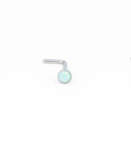 Solid Titanium Opal Nose Ring White Opal Nose Stud L 18G 20G Rose Gold Tone Ring - Picture 1 of 15