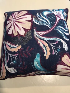  Anthropologie Pillow Decorative Accent Purple Teal Blue Gold 18" Sq cotton NEW - Picture 1 of 3