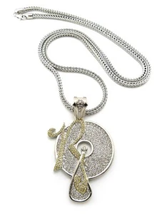 JAY-Z, KANYE " ROCAFELLA RECORDS " PENDANT & 36" 4mm FRANCO CHAIN* - Picture 1 of 2