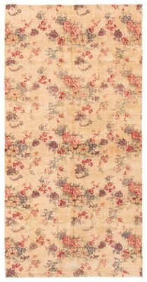 Alfombra de lana oriental anudada a mano vintage marfil tradicional de 4'2" x 8'8" Foto 1 de 4