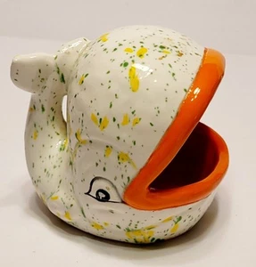 Porta spugna balena maculata antropomorfa ceramica vintage arancione Lios 4” MCM - Foto 1 di 6