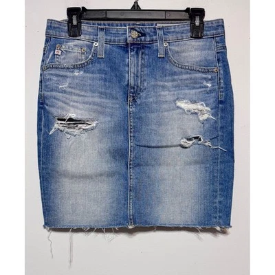 AG Adriano Goldschmied The Erin Distressed Pencil Denim Skirt 27 Y2K Grunge - Image 1 of 4