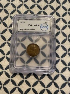 1920 Wheat Penny *ERROR* Reverse Major Lamination. ICG - VG10 - Image 1 of 2