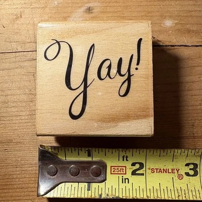Sello de madera montado en goma palabra frase yay de colección ¡Yay! Sello Foto 1 de 2