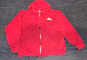 H.E.B Red Jerzees Men's Hoodie Sweatshirt Full Zip Fleece Large - Picture 1 of 6