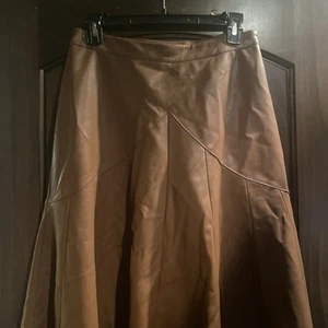 NWT MAEVE x ANTHROPOLOGIE Mariska Faux Leather Midi Skirt, Brown Size 6 - Picture 1 of 7