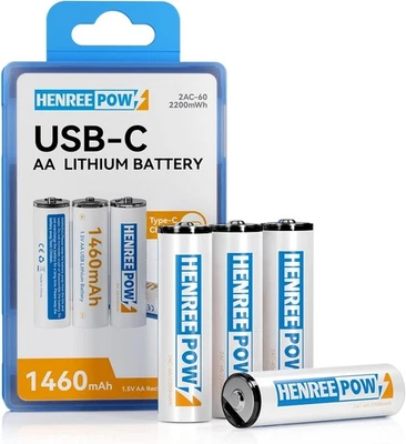 Henreepow Rechargeable AA Batteries 1460 mAh 1.5V for Digital Cameras Toys 8Pack - Image 1 of 4