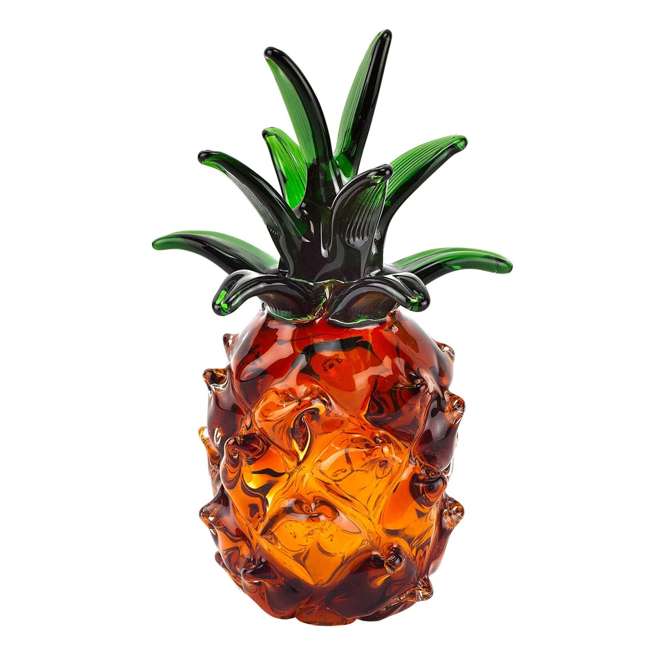 现代 Murano 风格艺术玻璃五颜六色的中心装饰品玻璃菠萝,8 英寸 — 第 1/1 张图片