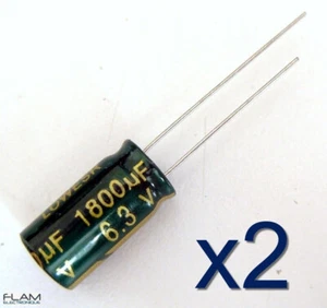 2x Condensateur 6.3V 1800uF électrolytique Aluminium LOW ESR capacitor 16x8mm - Foto 1 di 2