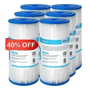 Paquete de 6 cartuchos de filtro de agua de sedimentos plisados para toda la casa de 10""x4,5"" para azul grande - Imagen 1 de 13