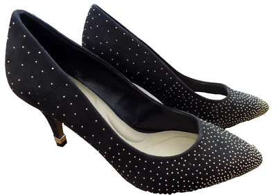 APT 9 Defined Comfort 8.5 M Black Metallic Gold Beads 3.75" Heels Pumps EUC - Image 1 of 4