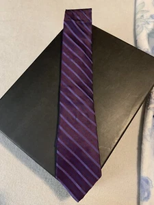 Calvin Klein Mens Necktie Stiped Tie Purple - Picture 1 of 4