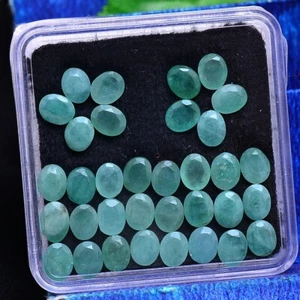 34 Pcs Natural Colombian Emerald Unheated 5mm 4mm Oval Faceted Cut Gemstones Lot - Picture 1 of 5