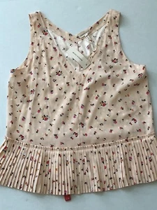 Rebecca Taylor Mia Pleat Top - SIZE 10- Pink Floral SILK $275 - Picture 1 of 5