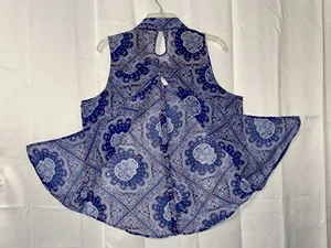 No Boundaries XL 4th Of July Skull Print Top Sheer Sleeveless Peek A Boo Back - Picture 1 of 17