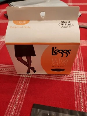 Panty PantyHose L'eggs Ultra Transparente Reforzado Negro DG0005 DE Talla D  Foto 1 de 3