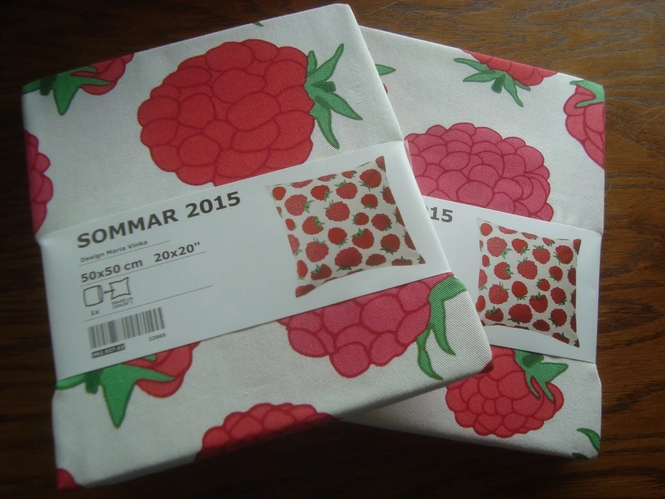 IKEA Sommar Cushion Cover Set of 2 Pillow Covers 20 X 20" Raspberry Pink Red